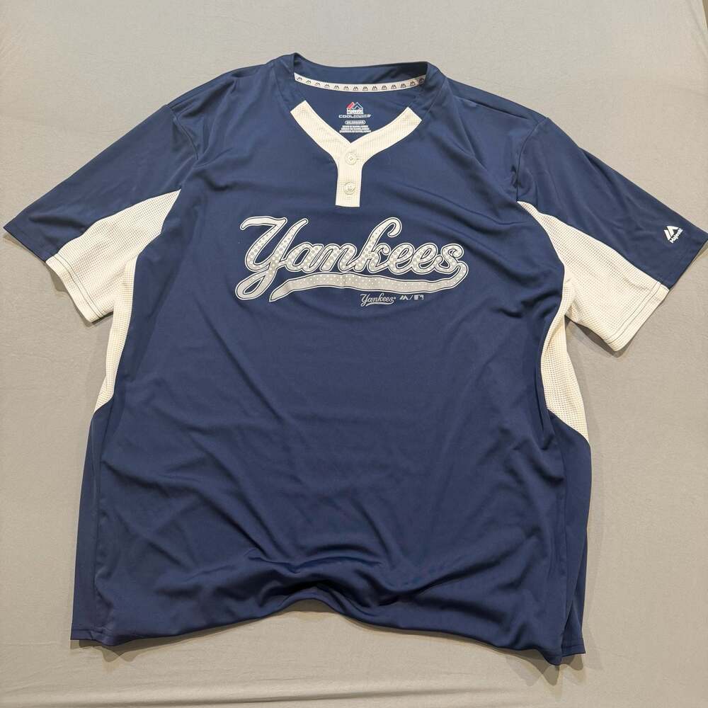 Majestic New York Yankees Cool Base Jersey Navy Blue #18 Men's 2XL
